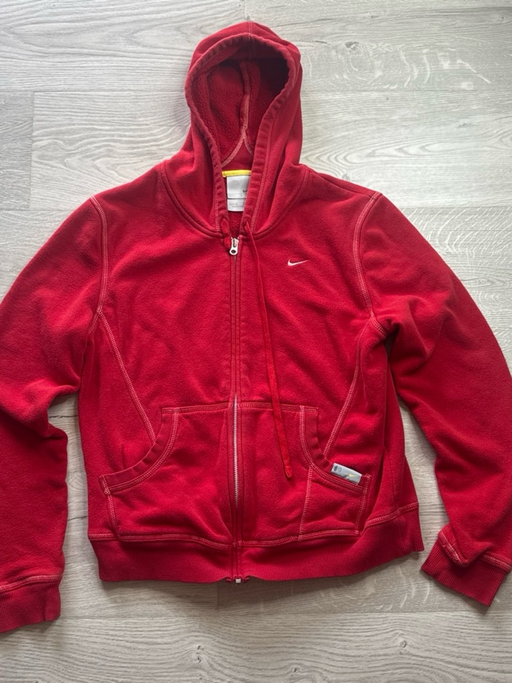 Vintage Nike Womens’ Red Fleece Full-Zip Hoodie
